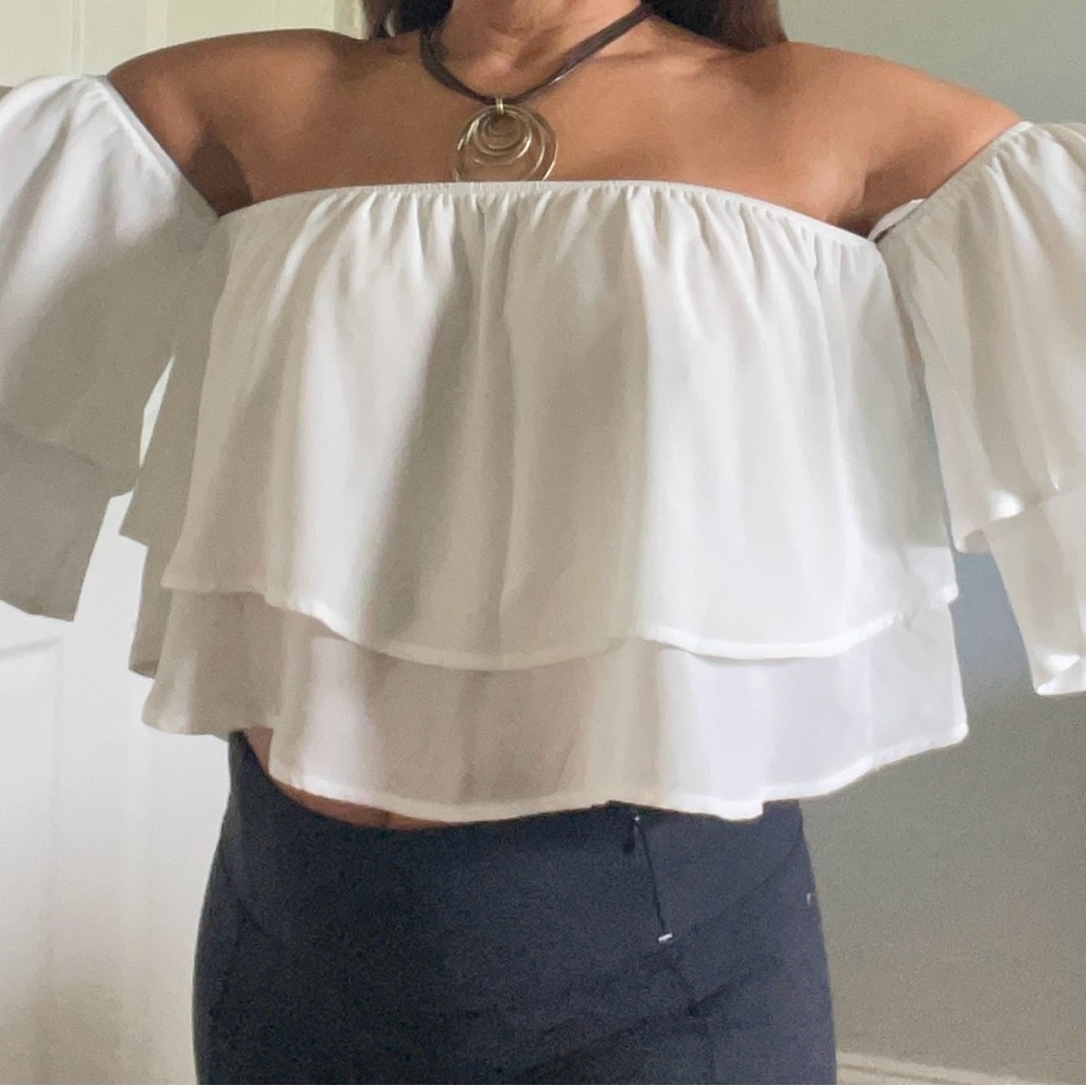 Chic Off-Shoulder White Blouse